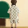 纯棉衬衫套装2025夏新款男宝宝森系衬衣